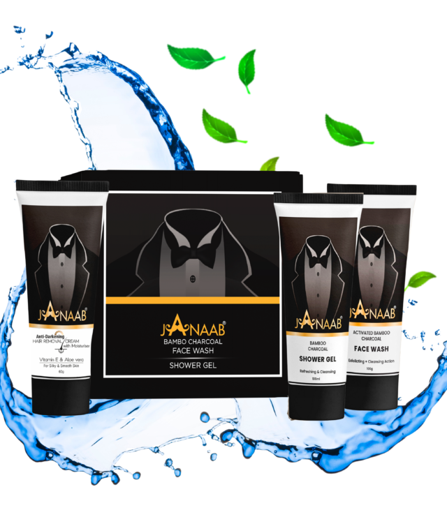 Janaab Activated Bamboo Charcoal Face Wash, Janaab Shower Gel, Free Hair Removal Cream